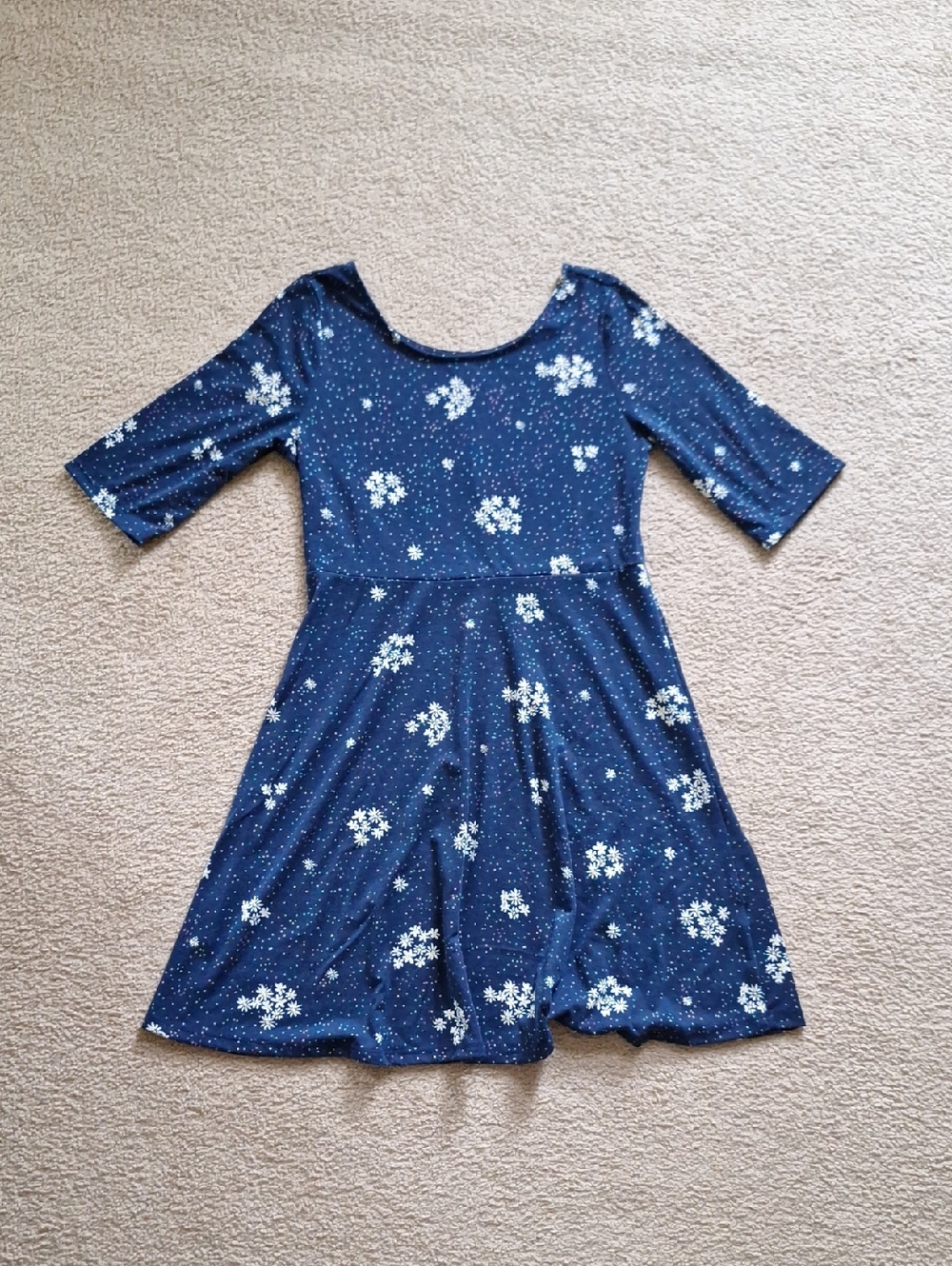 SO Navy and White Floral Fit-and-Flare Dress